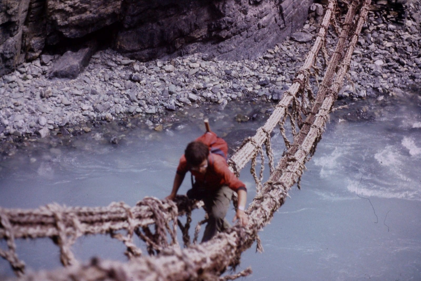 Crossing the Tsarap River in Zanskar India 1986