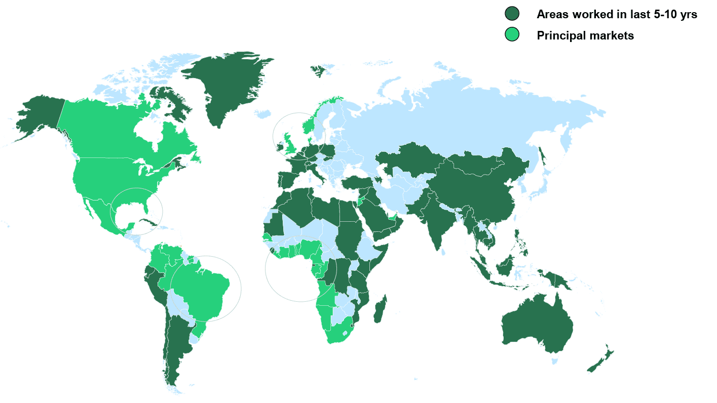 PetroStrat Experience Global Map Overview